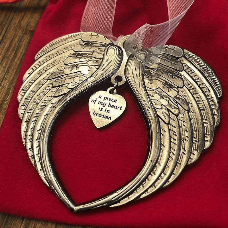 Christmas Tree Memorial Ornaments Angel Wings Bell Pendant Hanging Decoration | Bowlift