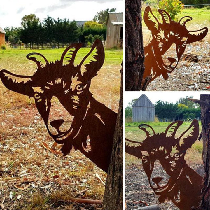 BowLift | Outdoor Garden Farm Peeping Goat Metal Artwork Indoor Decoration