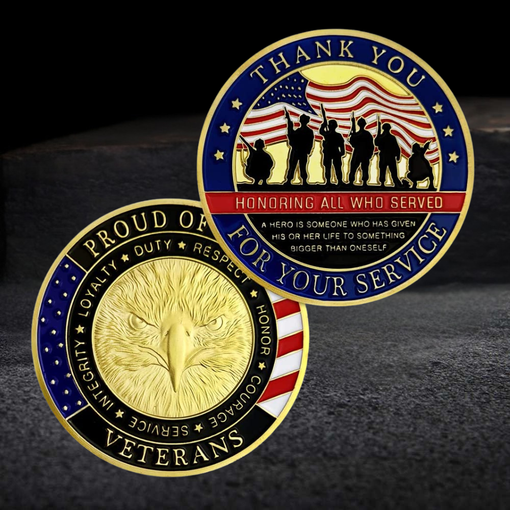 BowLift | Veterans Day Coin Set Gold Silver Plated Military Challenge Coins Gift