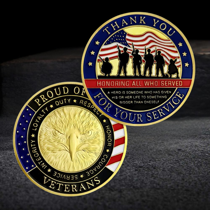BowLift | Veterans Day Coin Set Gold Silver Plated Military Challenge Coins Gift