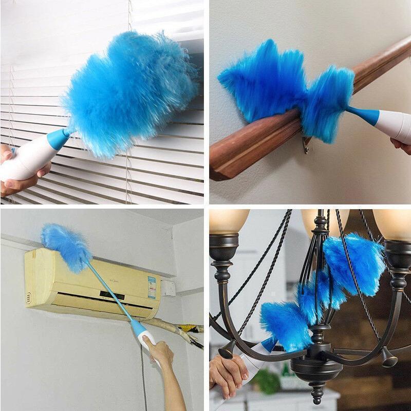 BowLift | 360° rotating electric spin duster motorized dust cloth with 2 brushes