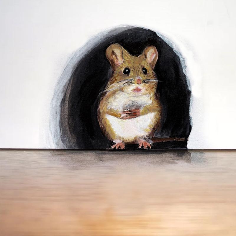 BowLift | Realistic 3D Mouse Hole Wall Sticker