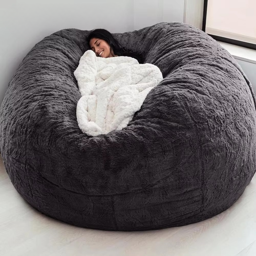 BowLift | Giant 5ft Fluffy Faux Fur Bean Bag Cover – Ultra-Soft Lounge Sofa (Cover Only)