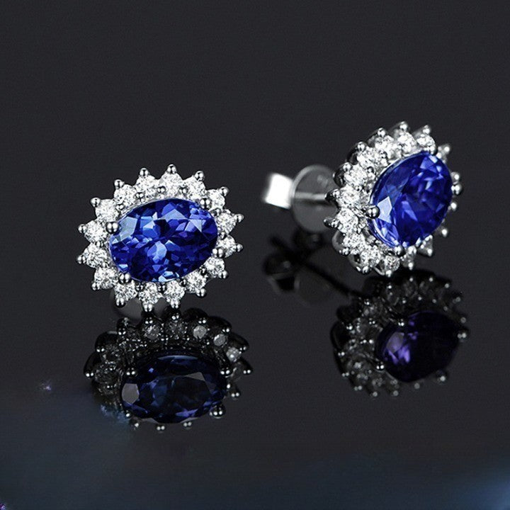BowLift | Eastern Aura Oval Blue Gem Earring