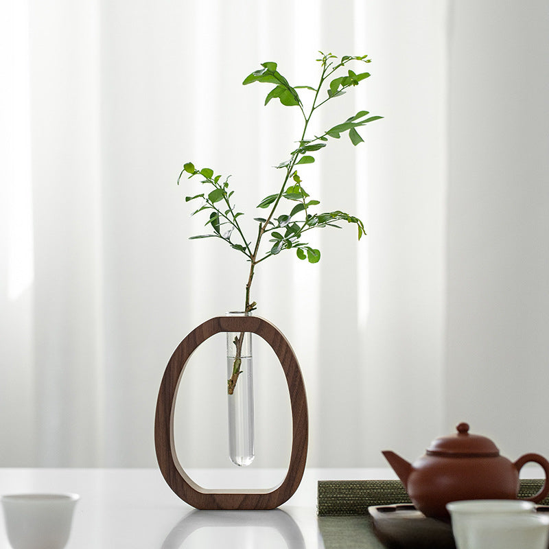 BowLift | Walnut Solid Wood Flower Vase - Modern Creative Plant Stand