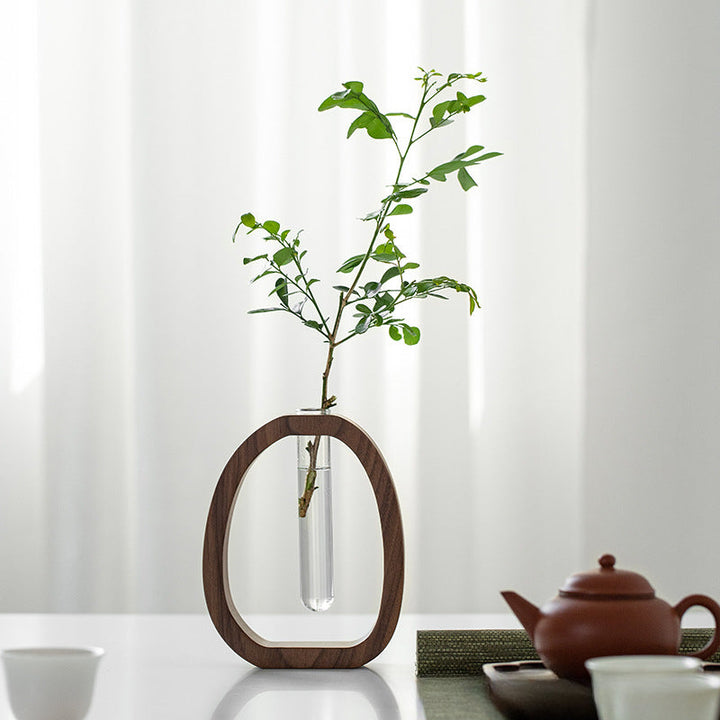 BowLift | Walnut Solid Wood Flower Vase - Modern Creative Plant Stand