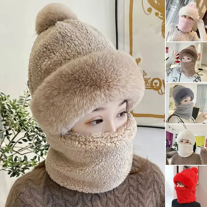 BowLift | Women’s Winter Beanie Hat with Scarf | Fuzzy Faux Fur | Windproof & Warm