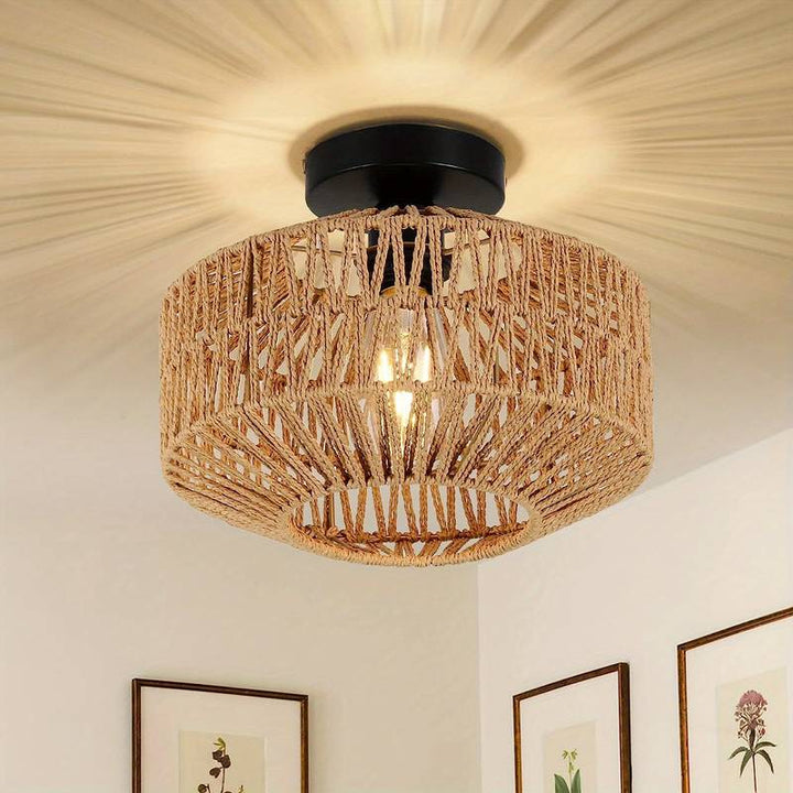 BowLift | WovenCap Ceiling Light - Boho Chic - Rustic Elegance - Modern Versatility
