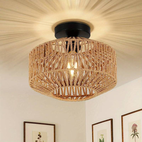 BowLift | WovenCap Ceiling Light - Boho Chic - Rustic Elegance - Modern Versatility