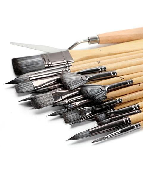 BowLift | Artist Paint Brush Set | 24 Nylon Brushes with 7 Shapes & Palette Knife | Acrylic, Oil & Watercolor