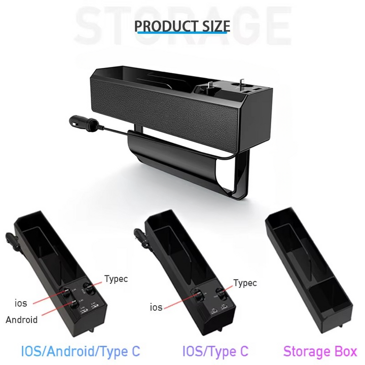 BowLift | Car Seat Gap Storage Box with Charging Cable
