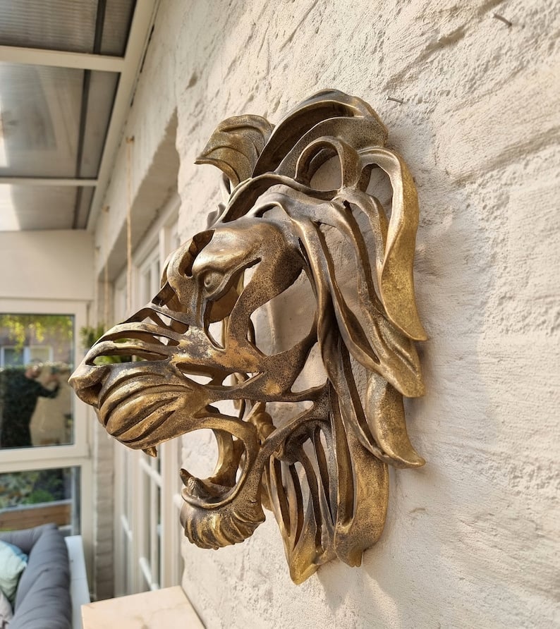 BowLift | Rare Find-Large Lion Head Wall Mounted Art Sculpture