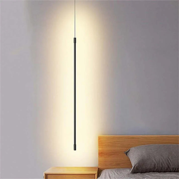 BowLift | Pendant Light Slim Black Metal Bedroom Lamp