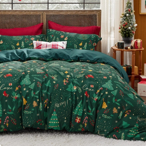 BowLift | Christmas Santa Claus Bed Three-piece Duvet Set
