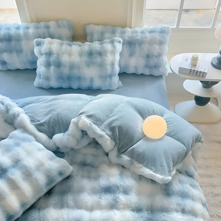 Cozy Plush Bedding Set – Warm and Soft for Autumn & Winter | ReversiBowlifte Design in Rabbit Fur & Milk Velvet | Bowlift