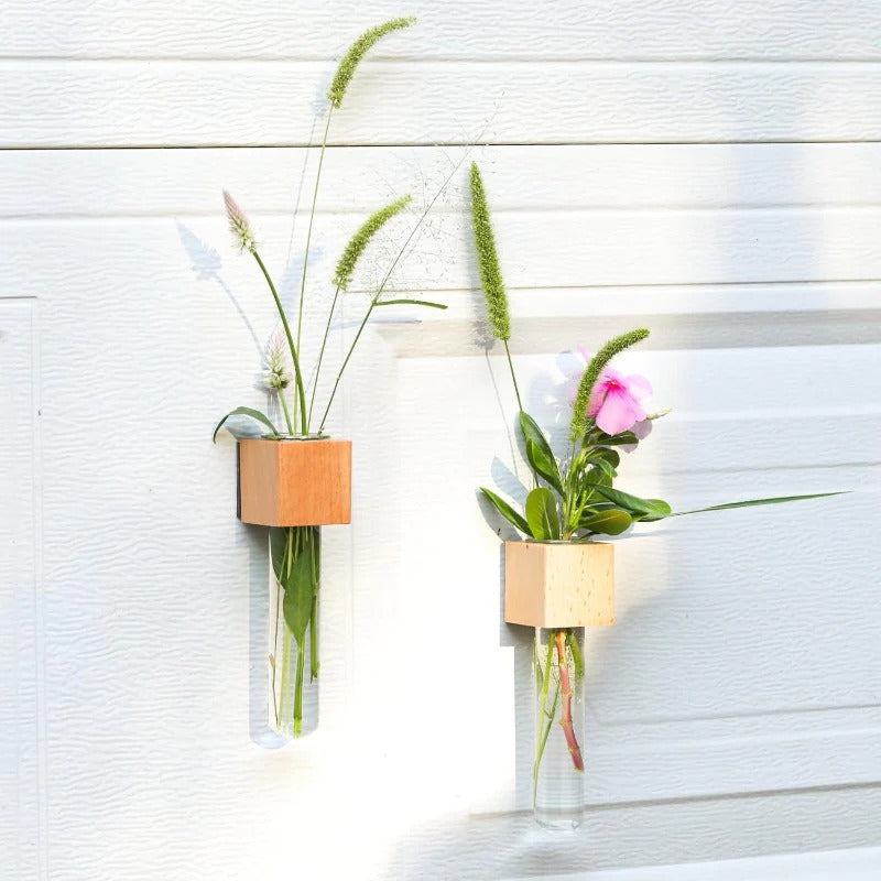 BowLift | Magnetic Mini Vase – Wood & Glass Wall-Mount Decor for Flowers & Cuttings