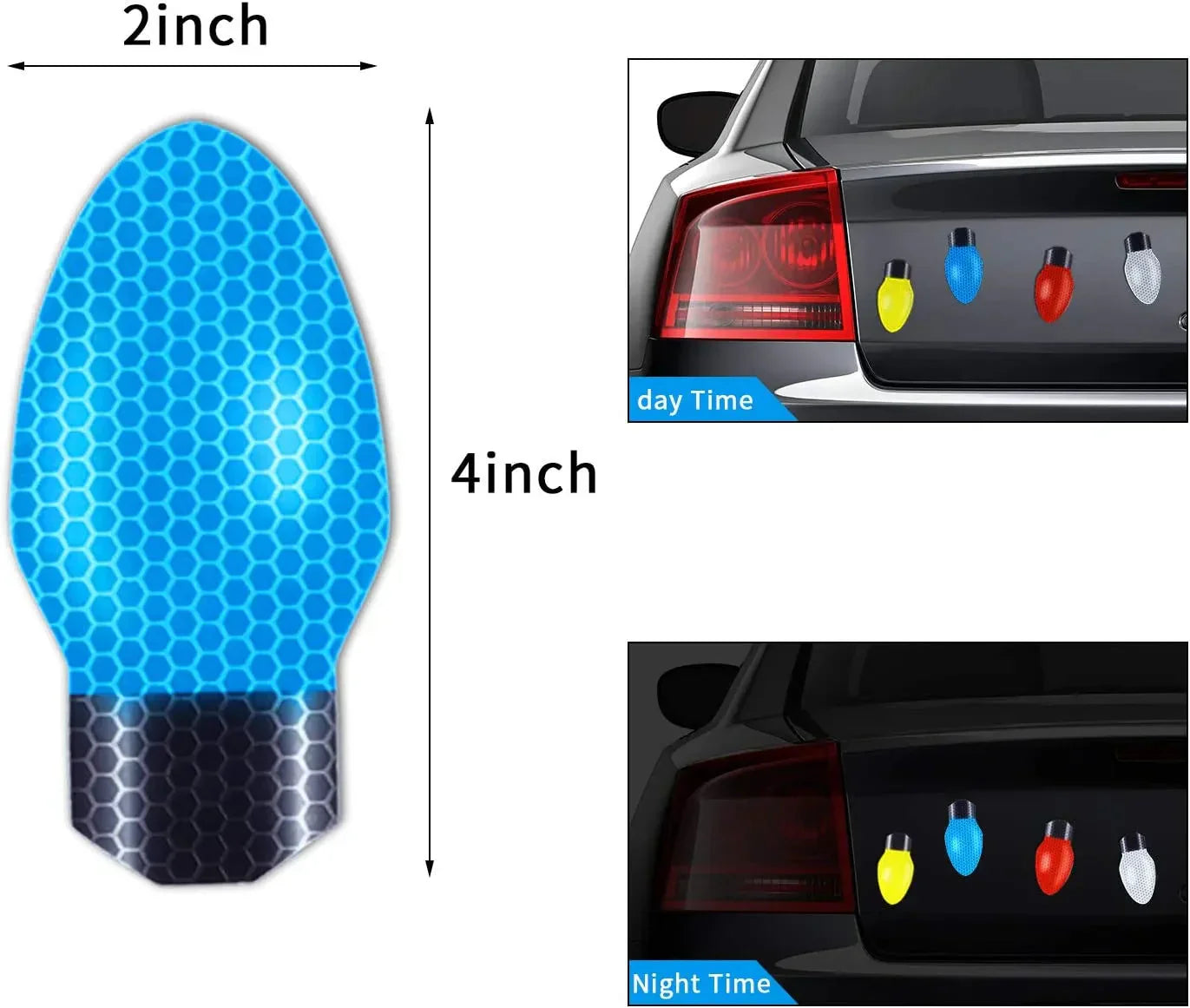 BowLift | Christmas Car Magnet Decorations | Reflective Holiday Light Bulb Set | Weatherproof & Reusable