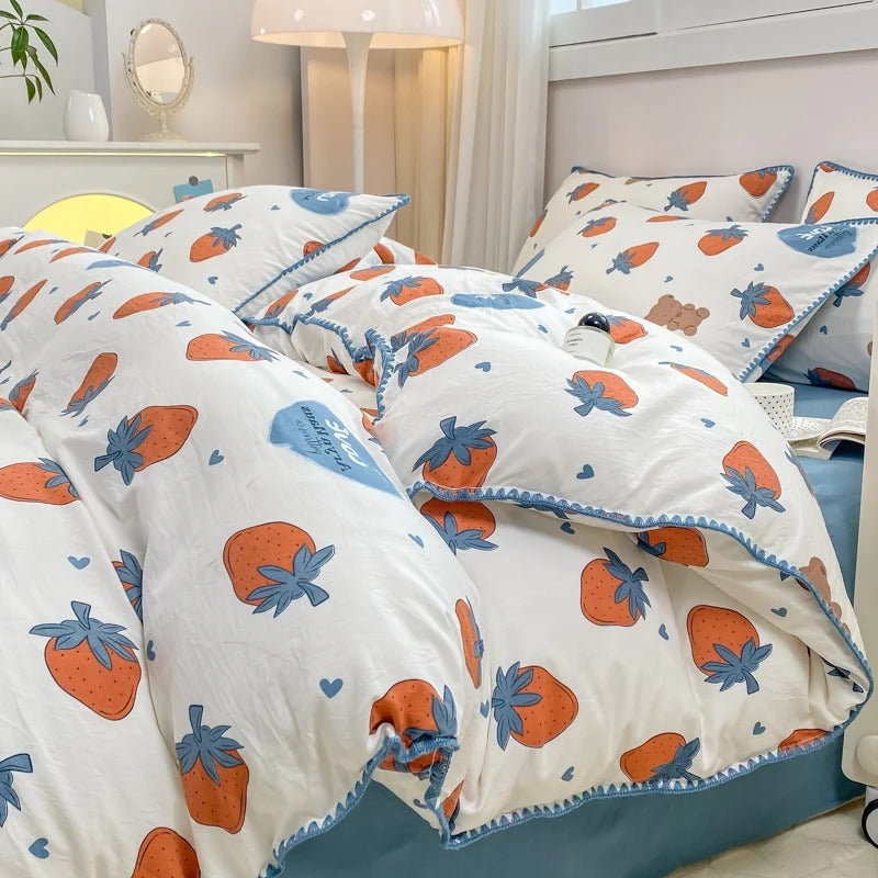 BowLift | Blossom & Berry Dream Bedding Set 4pcs Floral Duvet Cover