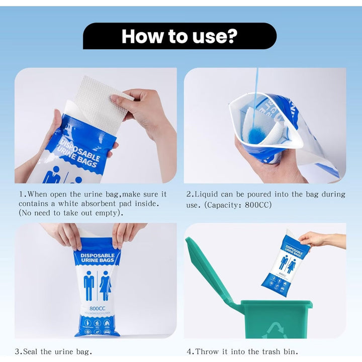 Disposable Urine Bag 800 ml for Car & Travel | Bowlift