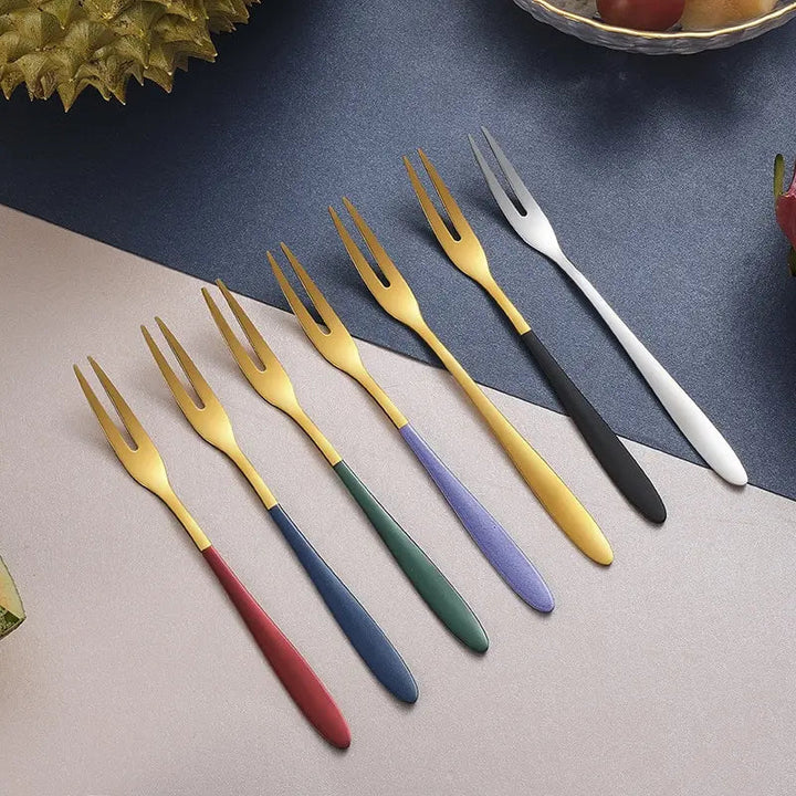 7pcs Stainless Steel Fruit Fork Dessert Cake Forks Salad Fork | Bowlift