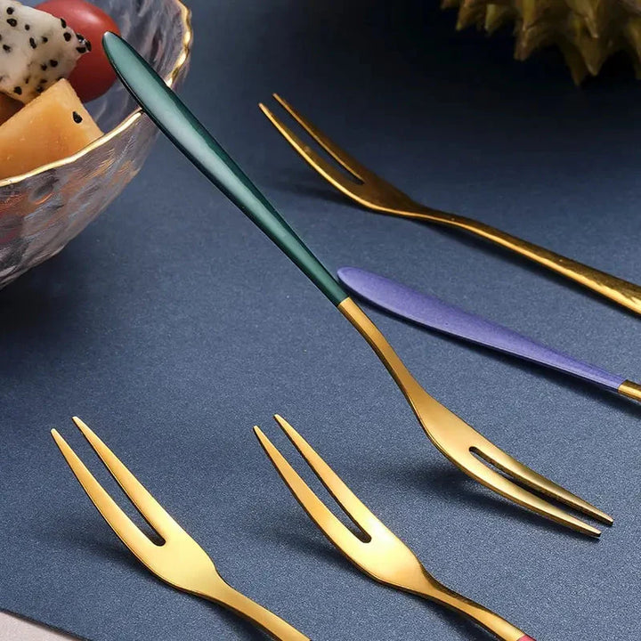 7pcs Stainless Steel Fruit Fork Dessert Cake Forks Salad Fork | Bowlift