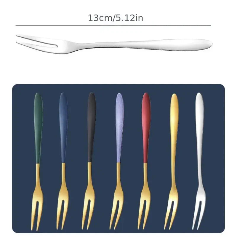7pcs Stainless Steel Fruit Fork Dessert Cake Forks Salad Fork | Bowlift