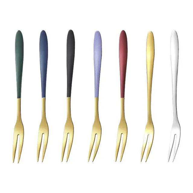 7pcs Stainless Steel Fruit Fork Dessert Cake Forks Salad Fork | Bowlift