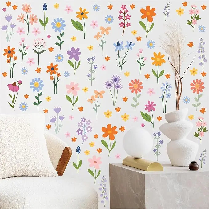 BowLift | 8 Sheets Spring Flowers Wall Stickers – 102 Self-Adhesive Designs for a Fresh Home!