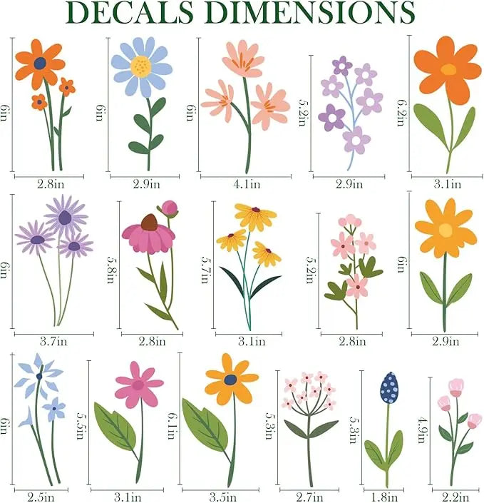 BowLift | 8 Sheets Spring Flowers Wall Stickers – 102 Self-Adhesive Designs for a Fresh Home!