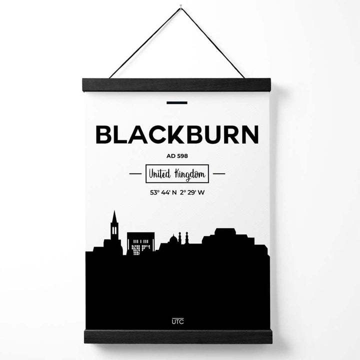 Blackburn Black and White City Skyline Poster with Hanger | Bowlift
