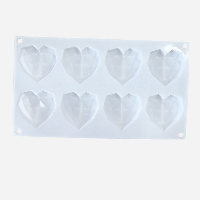 8 Cavity Diamond Heart Silicone Cake Molds Heart Shape Molds | Bowlift