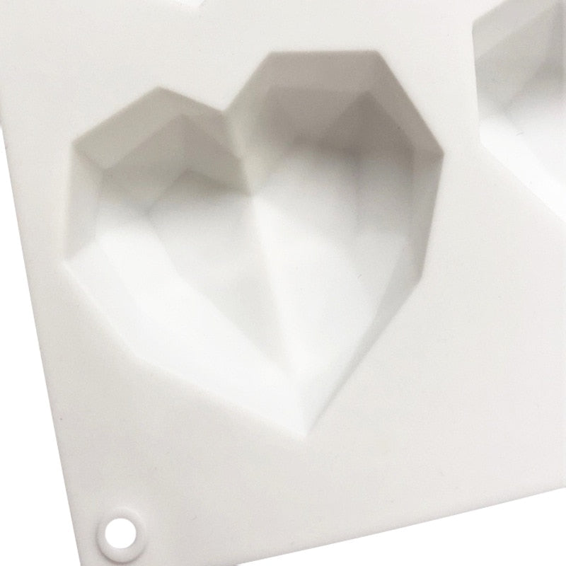 8 Cavity Diamond Heart Silicone Cake Molds Heart Shape Molds | Bowlift