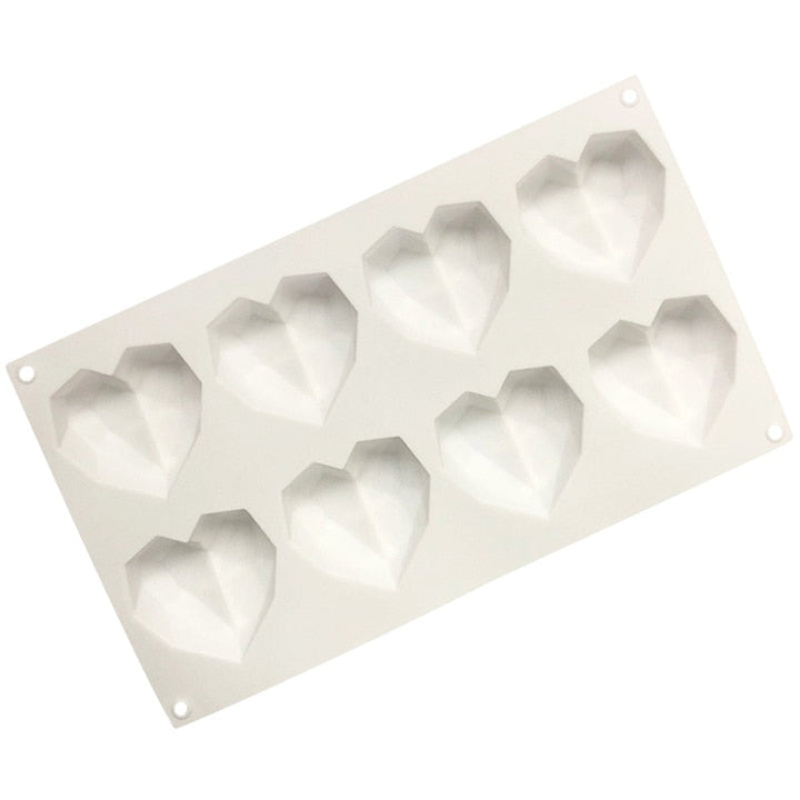 8 Cavity Diamond Heart Silicone Cake Molds Heart Shape Molds | Bowlift