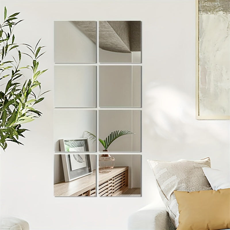 BowLift | EleganceTiles - 8 Stylish Self-Adhesive Mirror Tiles for Home Decoration