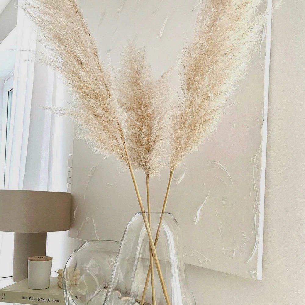 BowLift | 80 cm natural, real dried pampas grass bouquet (white / beige / gray) │ fluffy feather for modern boho home decor