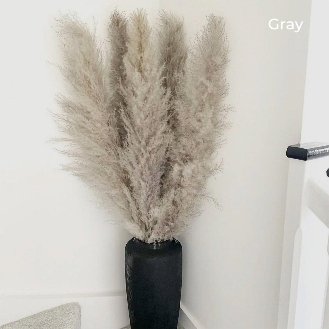 BowLift | 80 cm natural, real dried pampas grass bouquet (white / beige / gray) │ fluffy feather for modern boho home decor