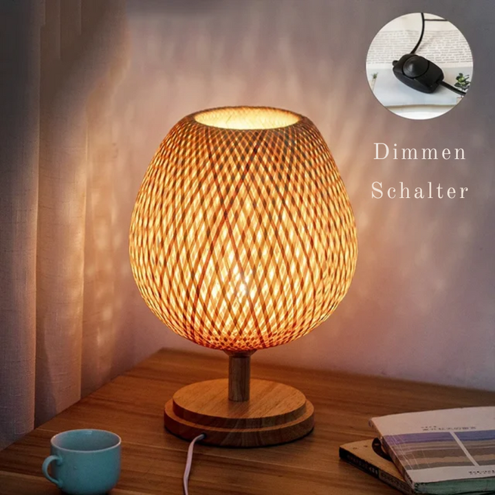 Vintage Bamboo Table Lamp - Retro Bamboo Lamp for Living Room and Office | Bowlift