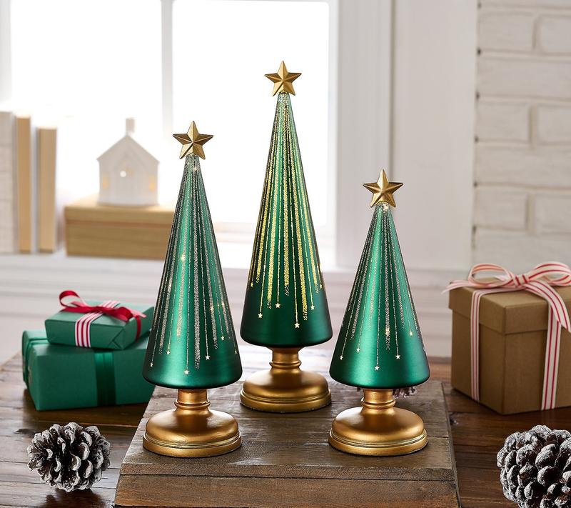 BowLift | Christmas Decoration | LED Light-Up Tree Set | Battery Operated | Built-In Timer