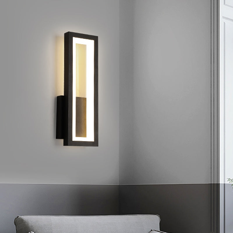 BowLift | White/Black/Gold Rectangular Frame Wall Light Minimalistic LED Metal Wall Mount Light Fixture in White/Warm Light