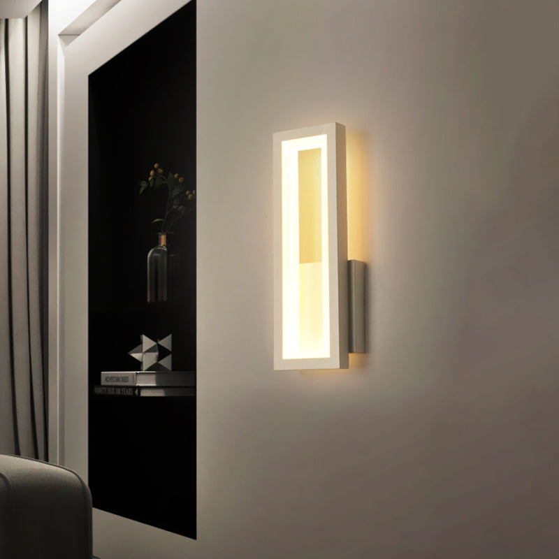 BowLift | White/Black/Gold Rectangular Frame Wall Light Minimalistic LED Metal Wall Mount Light Fixture in White/Warm Light