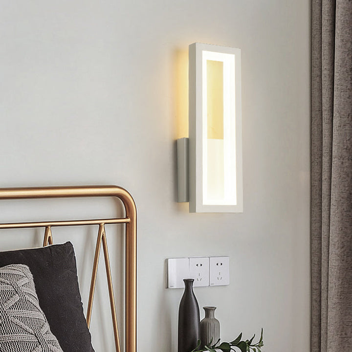 BowLift | White/Black/Gold Rectangular Frame Wall Light Minimalistic LED Metal Wall Mount Light Fixture in White/Warm Light