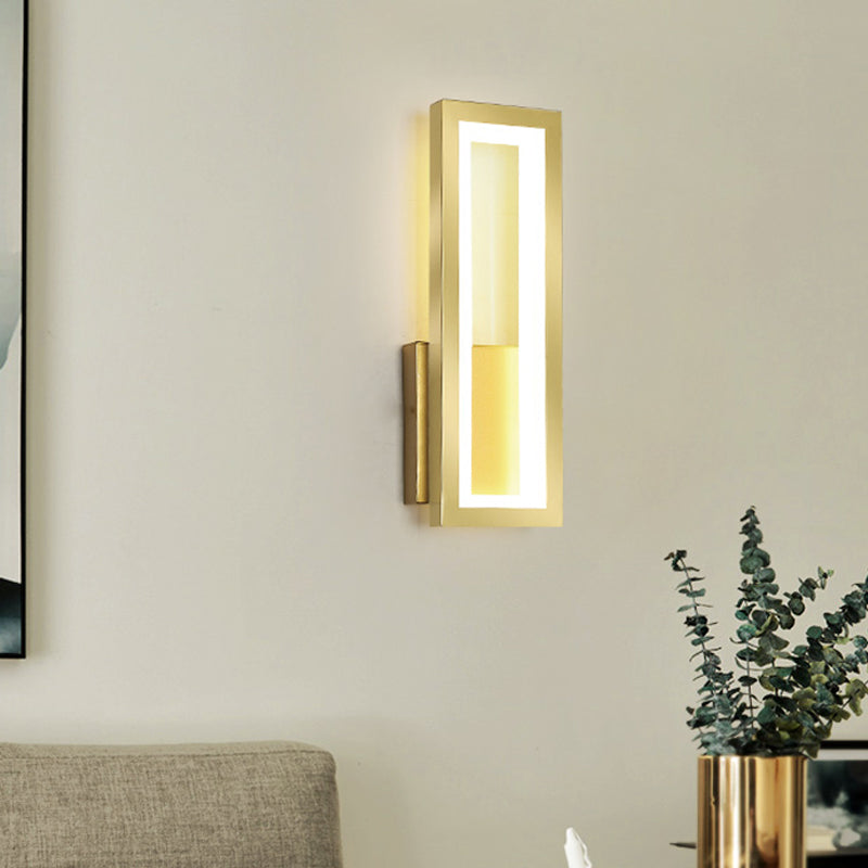 BowLift | White/Black/Gold Rectangular Frame Wall Light Minimalistic LED Metal Wall Mount Light Fixture in White/Warm Light
