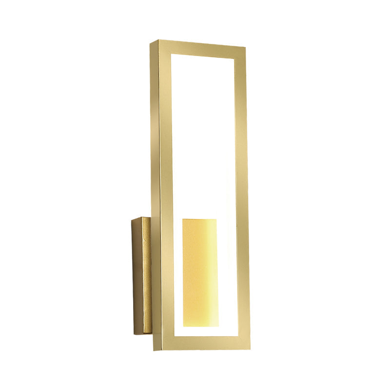 BowLift | White/Black/Gold Rectangular Frame Wall Light Minimalistic LED Metal Wall Mount Light Fixture in White/Warm Light