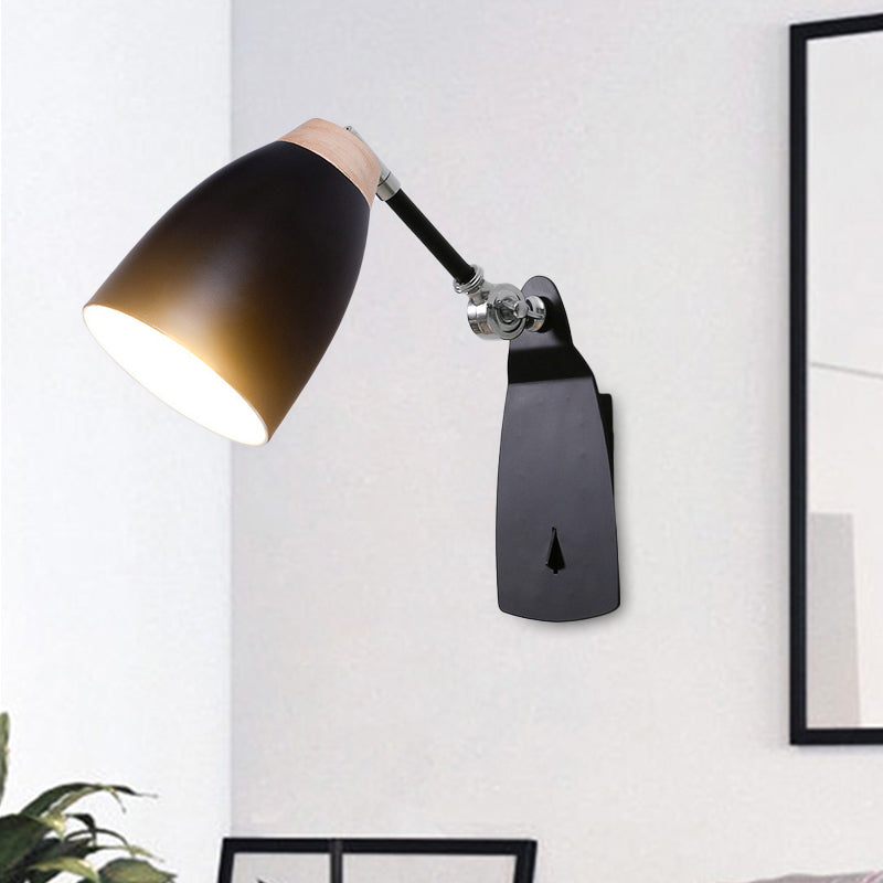 BowLift | Metal Cup-Shaped Wall Lighting Modern 1-Light White/Black Finish Rotatable Wall Lamp
