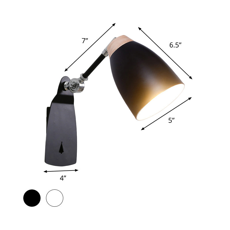 BowLift | Metal Cup-Shaped Wall Lighting Modern 1-Light White/Black Finish Rotatable Wall Lamp