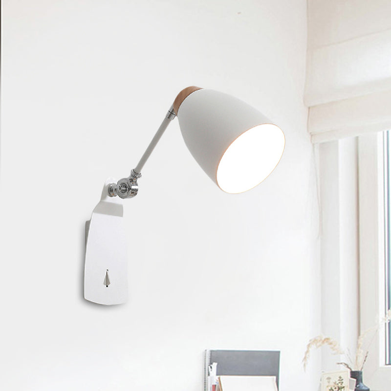 BowLift | Metal Cup-Shaped Wall Lighting Modern 1-Light White/Black Finish Rotatable Wall Lamp