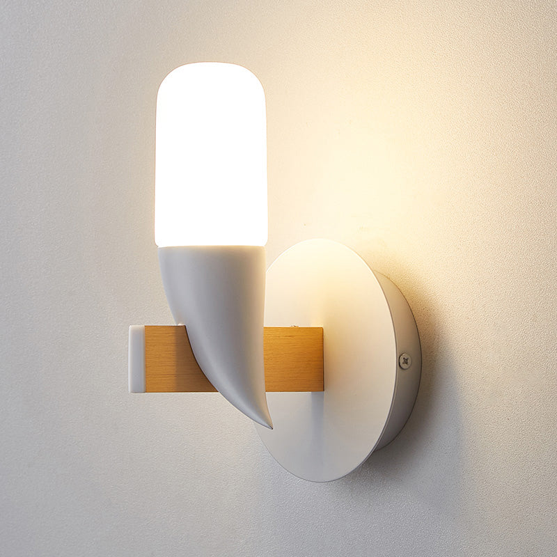 BowLift | Bird-like Wall Lamp Wall Light Modernism Metal LED Nightstand Wall Mount Light in White and Wood