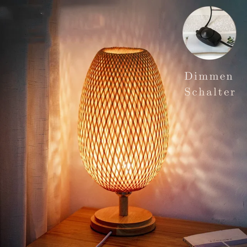 Vintage Bamboo Table Lamp - Retro Bamboo Lamp for Living Room and Office | Bowlift