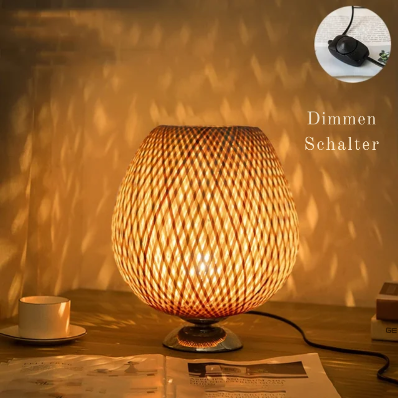 Vintage Bamboo Table Lamp - Retro Bamboo Lamp for Living Room and Office | Bowlift