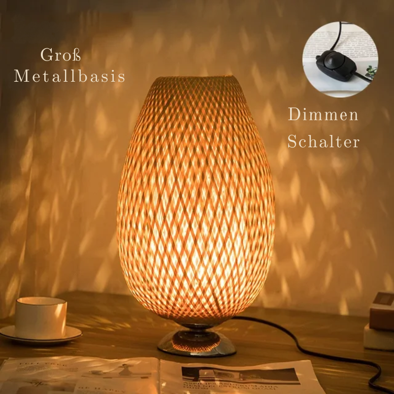 Vintage Bamboo Table Lamp - Retro Bamboo Lamp for Living Room and Office | Bowlift